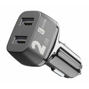Auto Punjač CELLULARLINE, Multipower 2, 24W, 2xUSB-A, QC, Crni
