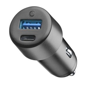 Auto Punjač PLOOS, USB-A/C, 15W, Crni