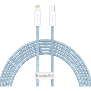 Kabel BASEUS, Woven, USB-C na Lightning, QC, PD 20W, 100cm, Light Blue, CALD000103