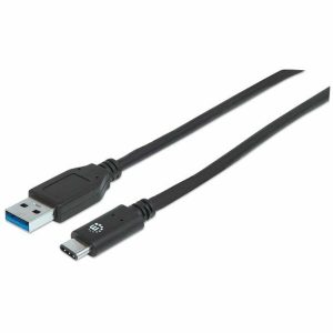 Kabel MANHATTAN 353373, USB SuperSpeed+, USB-A (M) na USB-C (M), USB 3.2 Gen 2, 10 Gbps, 1m, Crni