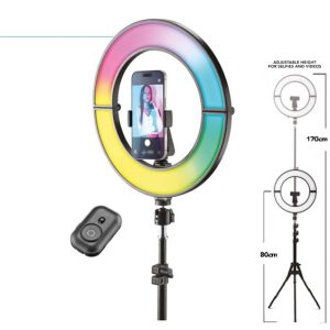 Selfie Ring CELLULARLINE, Foldy, Bluetooth, 12” LED, Tripod, Crni