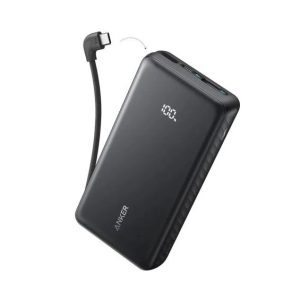 Prijenosna baterija ANKER Zolo 20K, 20000 mAh, 22.5W, Ugrađeni USB-C kabel, Black, A110EH11